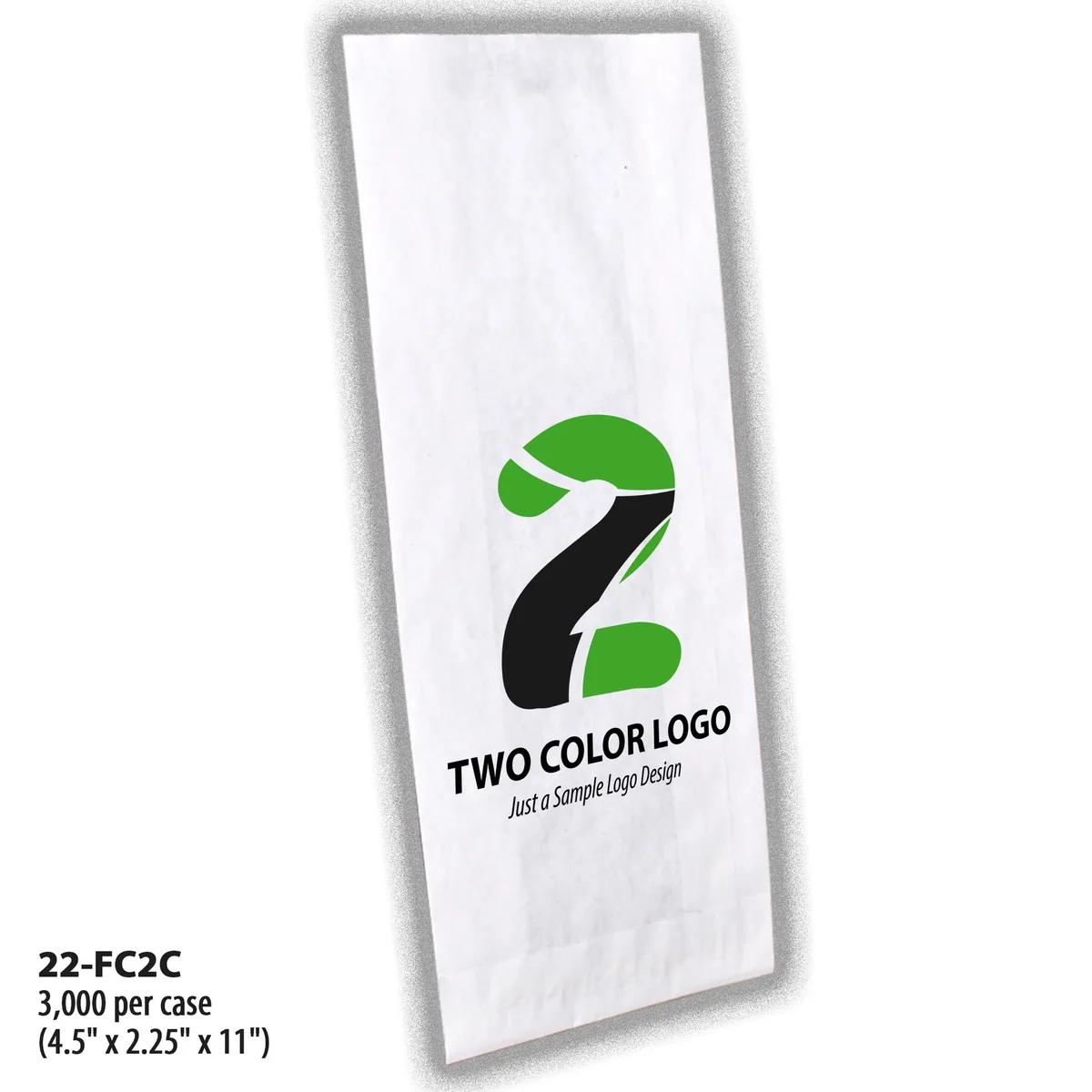 Full-Custom, 2-Color Bags, paper bag, #22 (4.5" x 2.25" x 11")