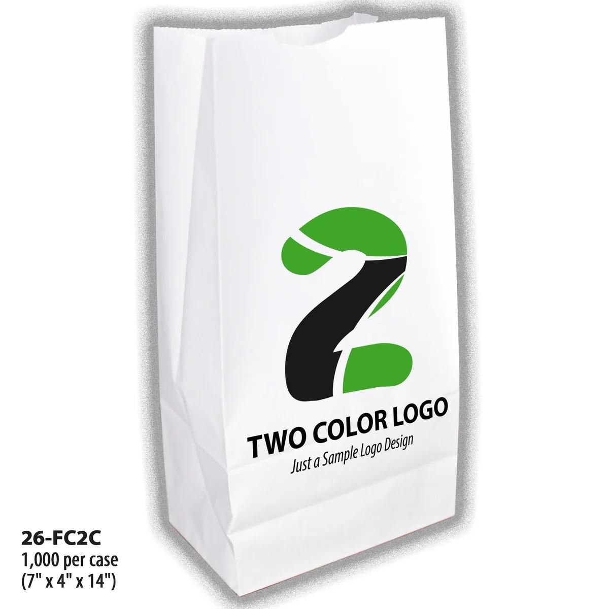 Full-Custom, 2-Color Bags, paper bag, #26 (7" x 4" x 14")