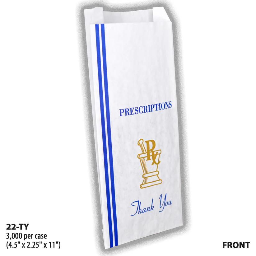TY-22-FRONT, white paper pharmacy bag