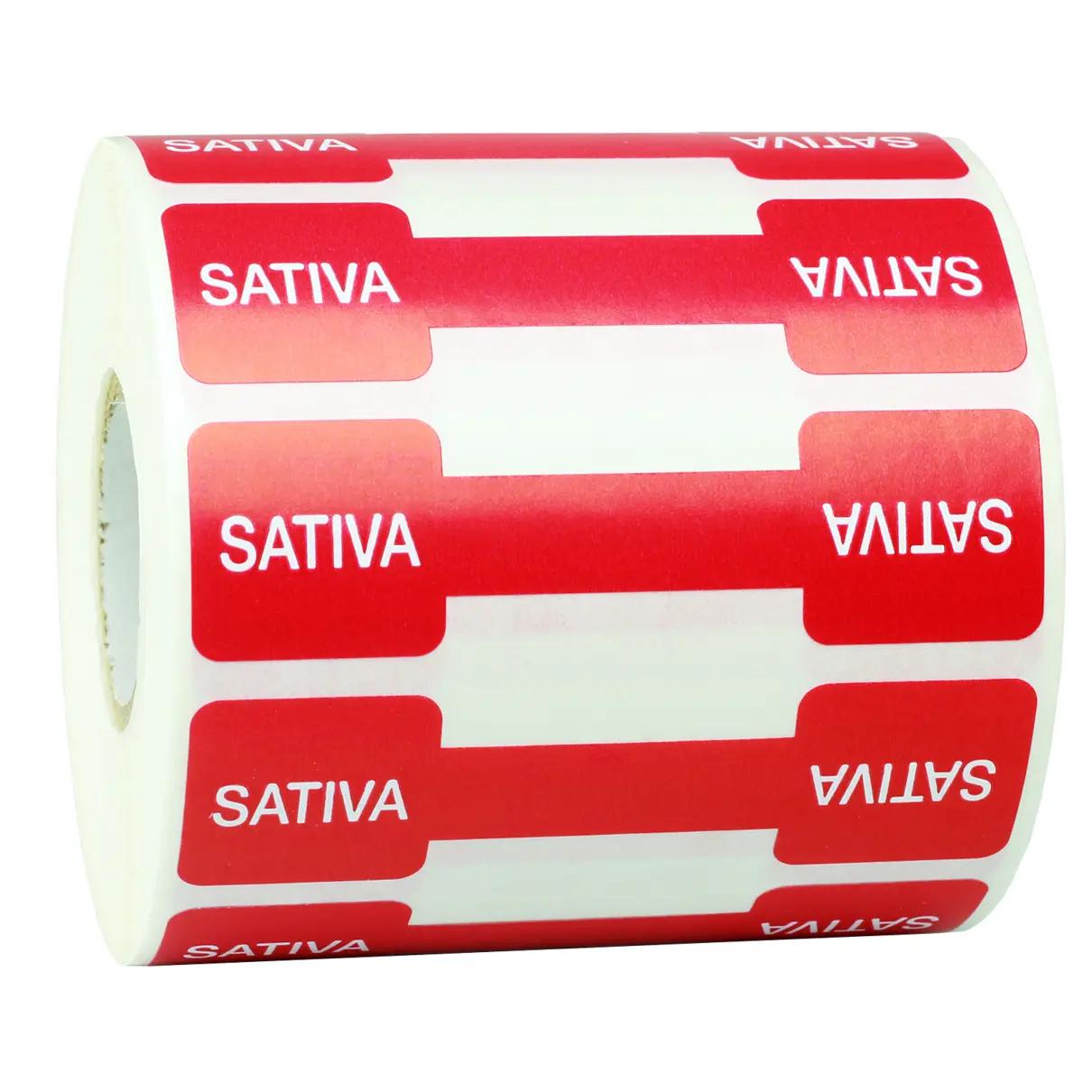 Red Tamper Evident Universal Marijuana Strain Labels, dispensary compliance labels