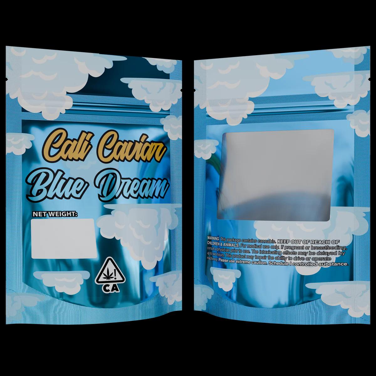 1/8 oz Blue Cali Caviar Holographic Pouch, blue cali caviar holographic pouch mylar bag