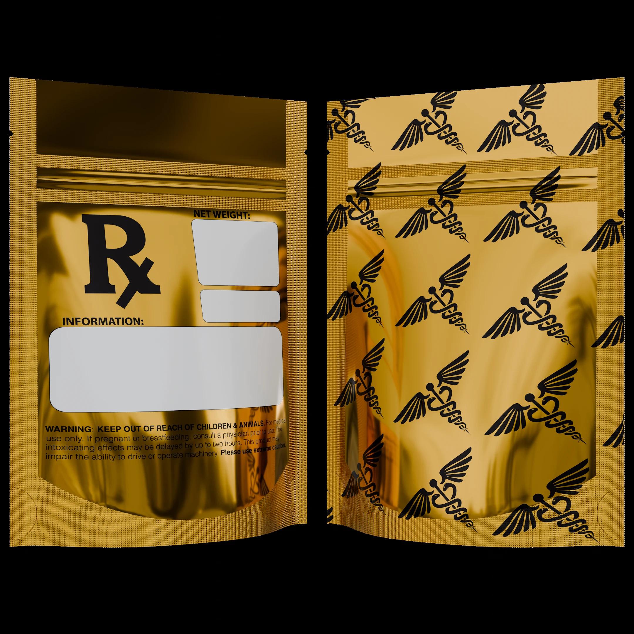 1/8 oz Gold Rx, designer printed mylar bag