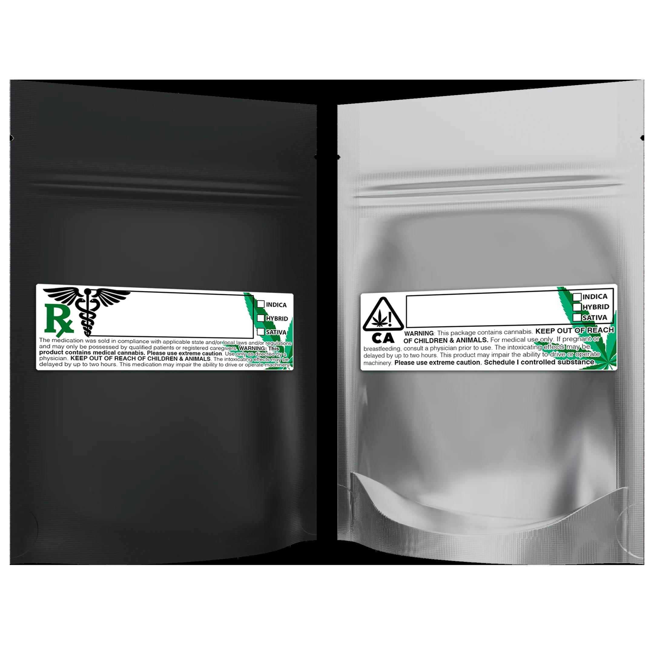 1/8 oz Matte Black/Clear + Labels, matte black/clear + labels mylar bag