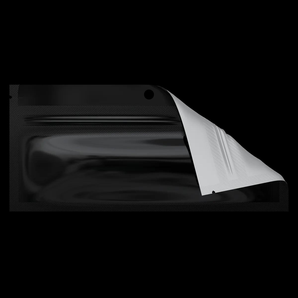 Pre-Roll Gloss Black/Clear Hang Hole, gloss black/clear hang hole mylar bag