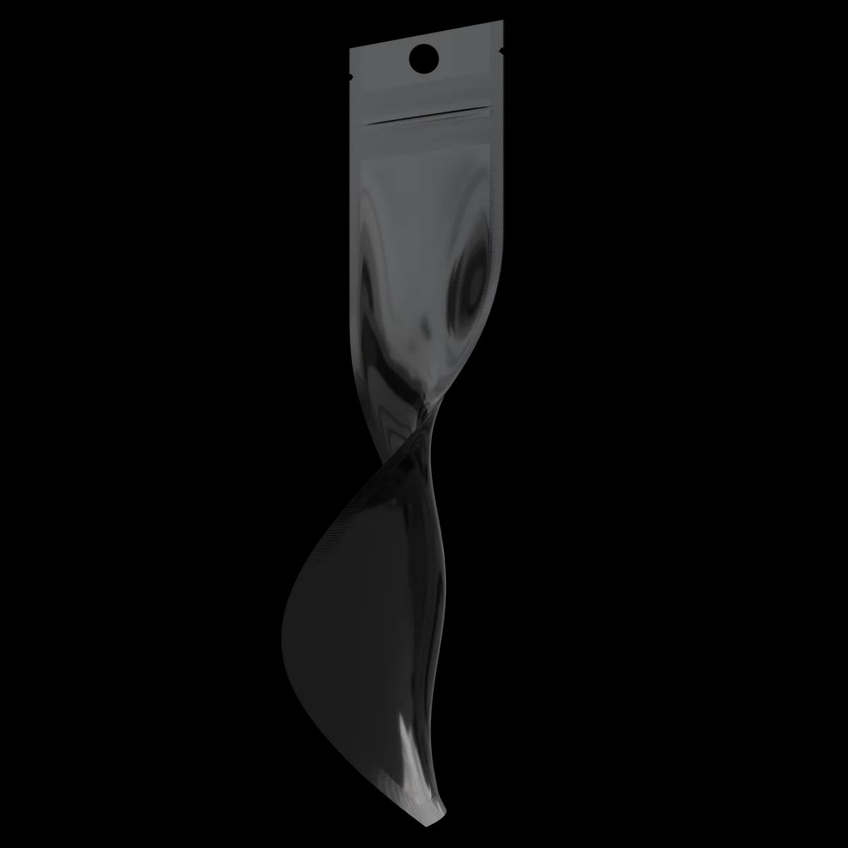 Syringe Pre-Roll Gloss Black Opaque Hang Hole, gloss black opaque hang hole mylar bag