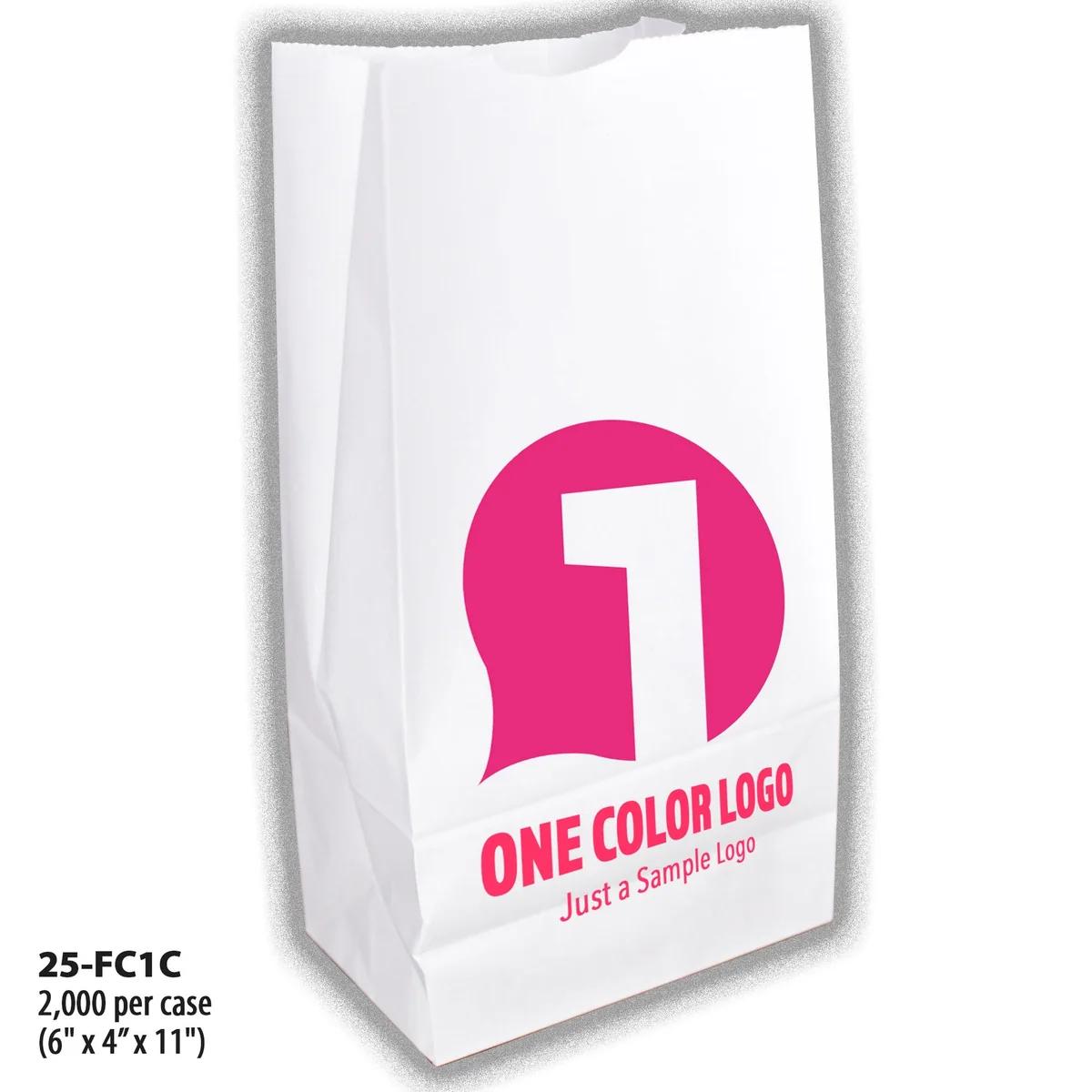 Full-Custom, 1-Color Bags, paper bag, #25 (6" x 4" x 11")