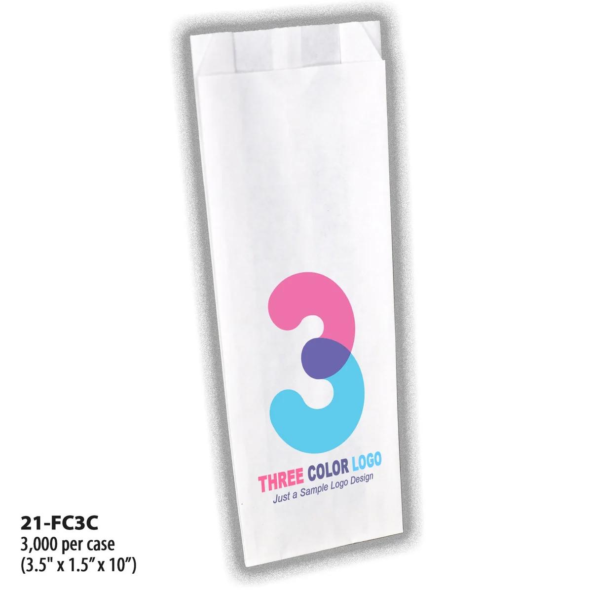 Full-Custom, 3-Color Bags, paper bag, #21 (3.5" x 1.5" x 10")