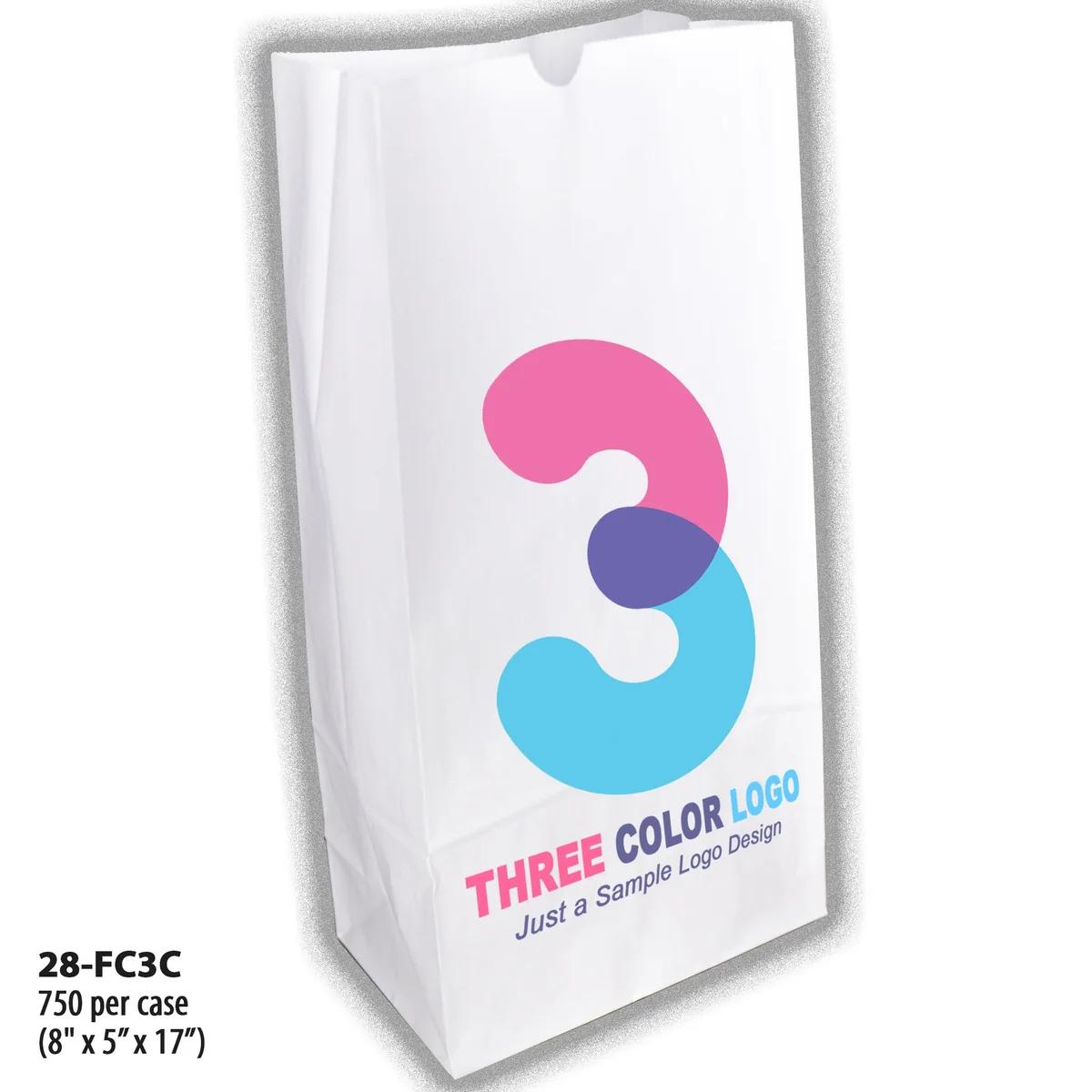 Full-Custom, 3-Color Bags, paper bag, #28 (8" x 5" x 17")