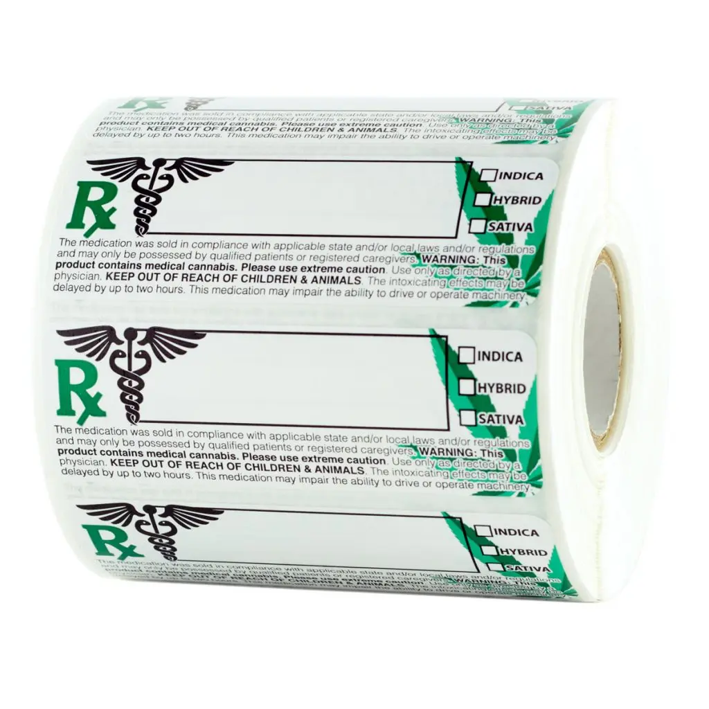 Generic V2 Cannabis Rx Compliant Strain Labels, dispensary compliance labels